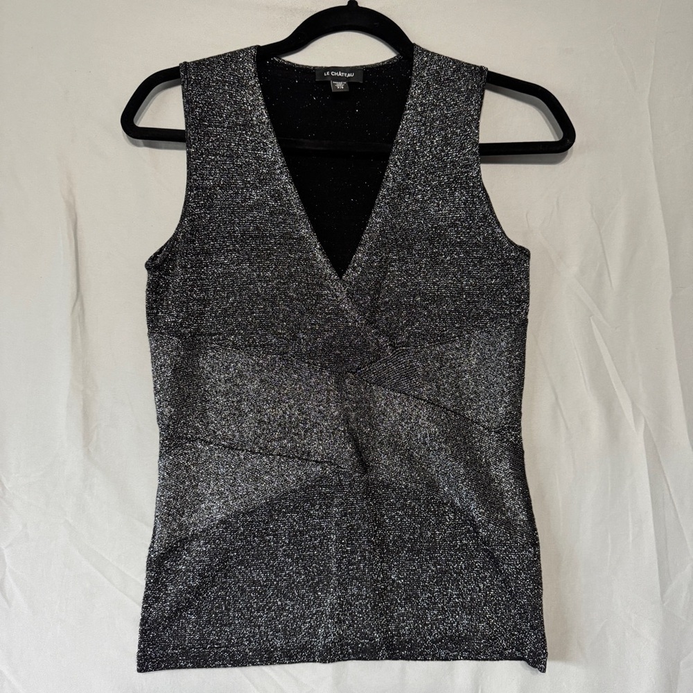 Le Chateau Womens Metallic Babydoll Sleeveless Top Size S Event Whimsigoth
